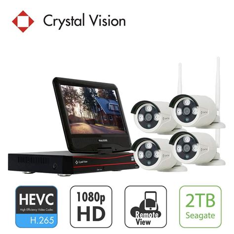 (2020 Upgraded Ver.) [4CH] Crystal Vision CVT804A-20WB All-in-One 1080P Full HD Wireless Surveillance System NVR CCTV w/ 2TB HDD, Built-in Monitor & Router, 2MP Camera Auto Pair