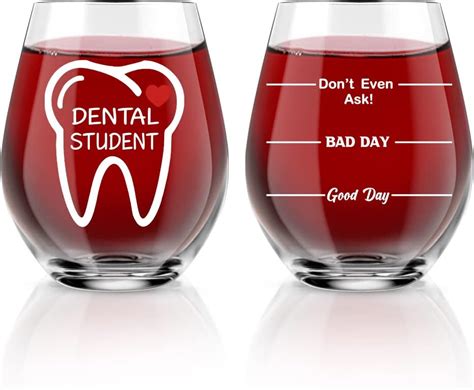 17 oz Stemless Wine Glass Funny Two Sided Good Day Bad Day Don't Even Ask Dentist Dental Assistant