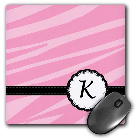 3dRose LLC 8 x 8 x 0.25 Inches Mouse Pad, Letter S Monogrammed Black and White Zebra Stripes Animal Print with Hot Pink Personalized Initial (mp_154290_1)
