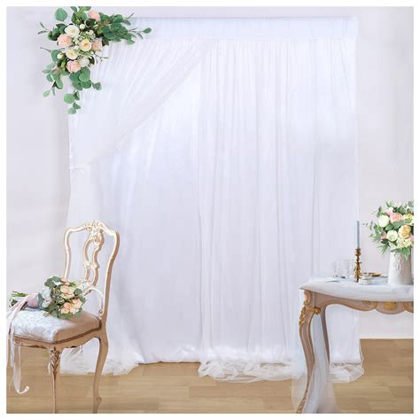 Amazon Crazy 🔥 Deals Adeeing White Tulle Backdrop Curtains 5ftx7ft Photography Background for Wedding Birthday Baby Shower Party Supplies Decorations