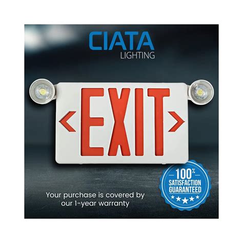 Ciata Ultra Bright LED Decorative Red Exit Sign & Emergency Light Combo with Battery Backup, 6-inch Red Letters (Pack of 6)