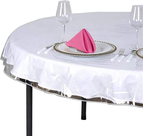 Clear Plastic Tablecloth Protector, Round Table Cloth Vinyl (70" Round)