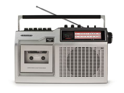 Best Cyber Monday 🔥 Crosley CT200B-SI Retro Portable Cassette Player with Bluetooth, AM/FM Radio, and Built-in Microphone, Silver