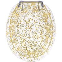 Super Deal Product Ginsey Home Solutions Elongated Resin Toilet Seat, Gold Foil 59607