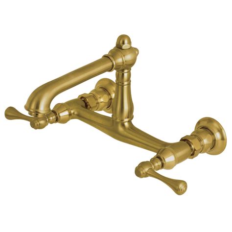 Top Brands Kingston Brass KS7247BL Wall Mount Bathroom Faucet, Brushed Brass