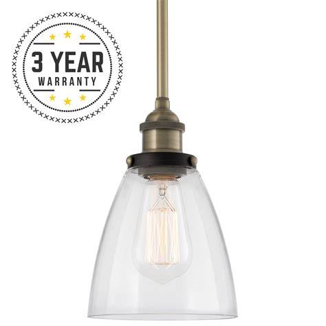 Kira Home Porter 8" Industrial Farmhouse Mini Pendant Light + Clear Glass Shade, Adjustable Height, Warm Brass Finish