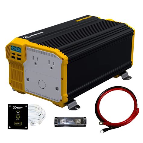 Krieger 3000 Watts Power Inverter 12V to 110V, Modified Sine Wave Car Inverter, Dual 110 Volt AC Outlets, Hardwire Kit, DC to AC Converter with Installation Kit - MET Approved to UL and CSA Standards
