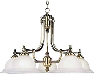 Best Cyber Deals 🔥 Livex Lighting 4255-01 North Port 5 Light Antique Brass Chandelier with White Alabaster Glass