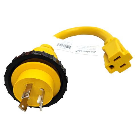 Parkworld 691975B RV Pigtail Shore Power 30A Male L5-30P to 5-15R Female 15A Dogbone Adapter Power Cord Twist Lock L5-30P Male to 5-15R Female (16.4FT)