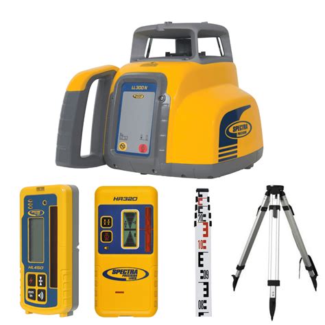 Spectra Precision LL300N-3 Laser Level, Self Leveling Kit with HL450 Receiver, Clamp, 4.7 Meter Grade Rod / Metric and Tripod