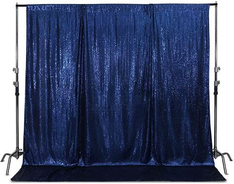 SquarePie Sequin Backdrop Non-Transparent Satin Photography Background Sparkly Curtain for Wedding Party 10FT x 10FT Navy Blue