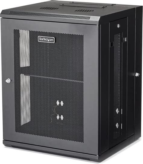 StarTech.com 15U 19" Wall Mount Network Rack - 12" Deep 2 Post Open Frame Server Room Rack for Data/AV/IT/Computer Equipment/Patch Panel with Cage Nuts & Screws 200lb Capacity, Black (RK15WALLO)