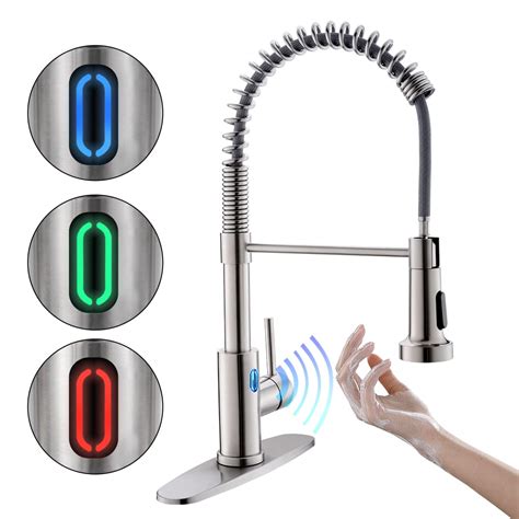 Best Deal Cheap 🛒 Touchless & Touch On Activated Kitchen Faucet, ARRISEA Touch Pull Down Faucets with 30 Inches Supply line, Brushed Nickel Faucets with Deckplate - Updated Infrared Version