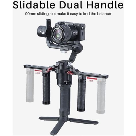 UURig DH13 Dual Handle Grip for DJI Ronin S/Ronin SC Camera Stabilizer, Cold Shoe Microphone/Light/Monitor Extension Position Adjustable Video Shooting Accessories