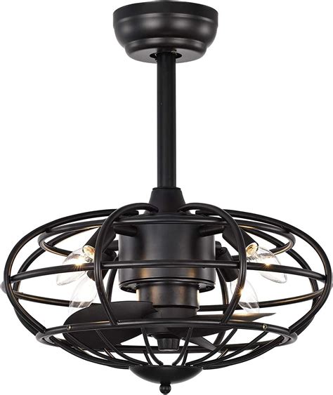 Crazy Clearance Warehouse of Tiffany CFL-8478S/MB Monti Matte Black 18-Inch 3-Blade Fandelier with Caged Metal Frame (Includes Remote) Ceiling Fan